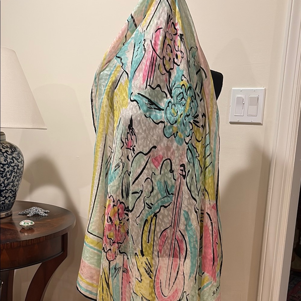 Vintage Jean-Louis Scherrer Paris Abstract Design Multicolor Silk Scarf